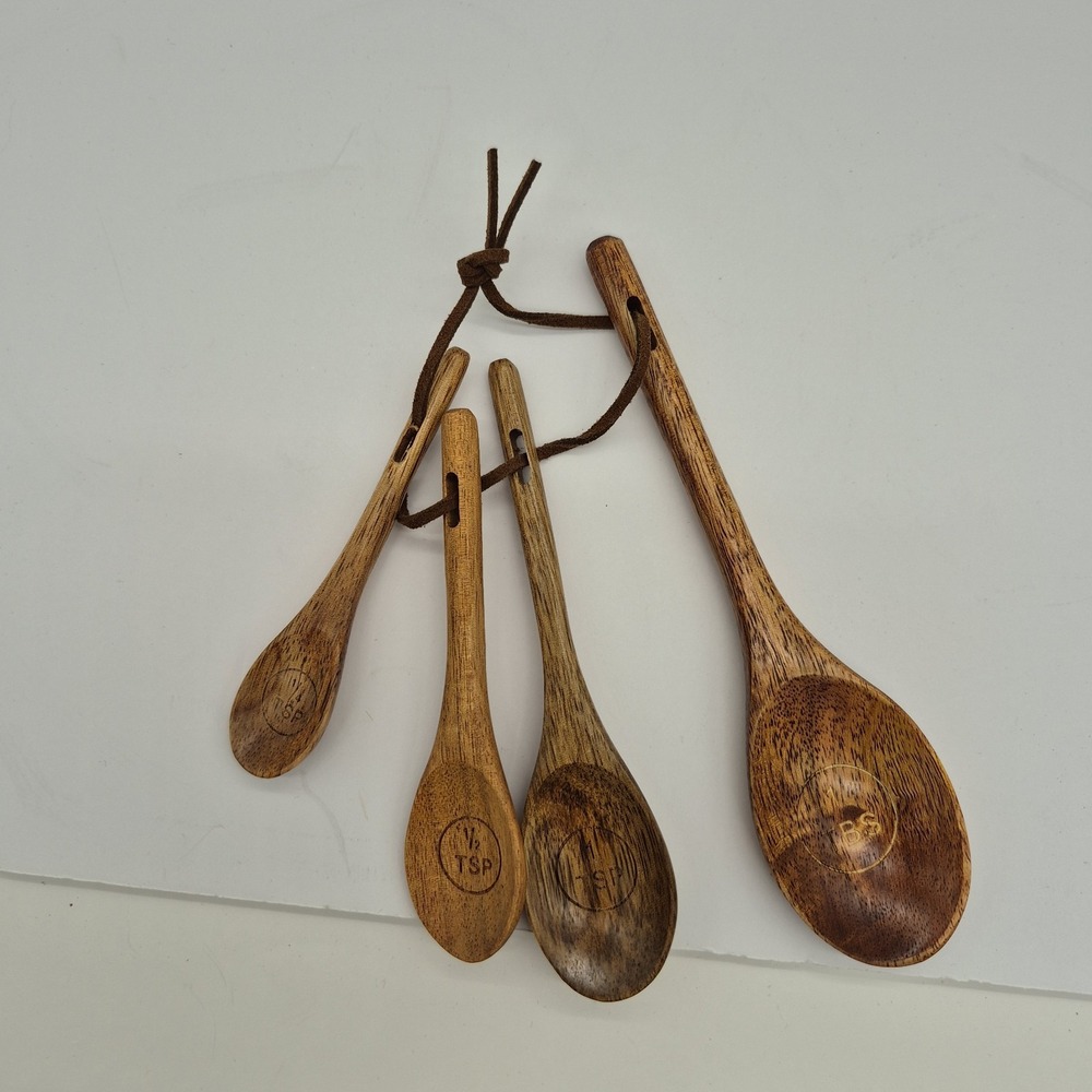 Wooden Measuring Spoons Engraved Boho Farmhouse Spoons  4 Spoons Baking
